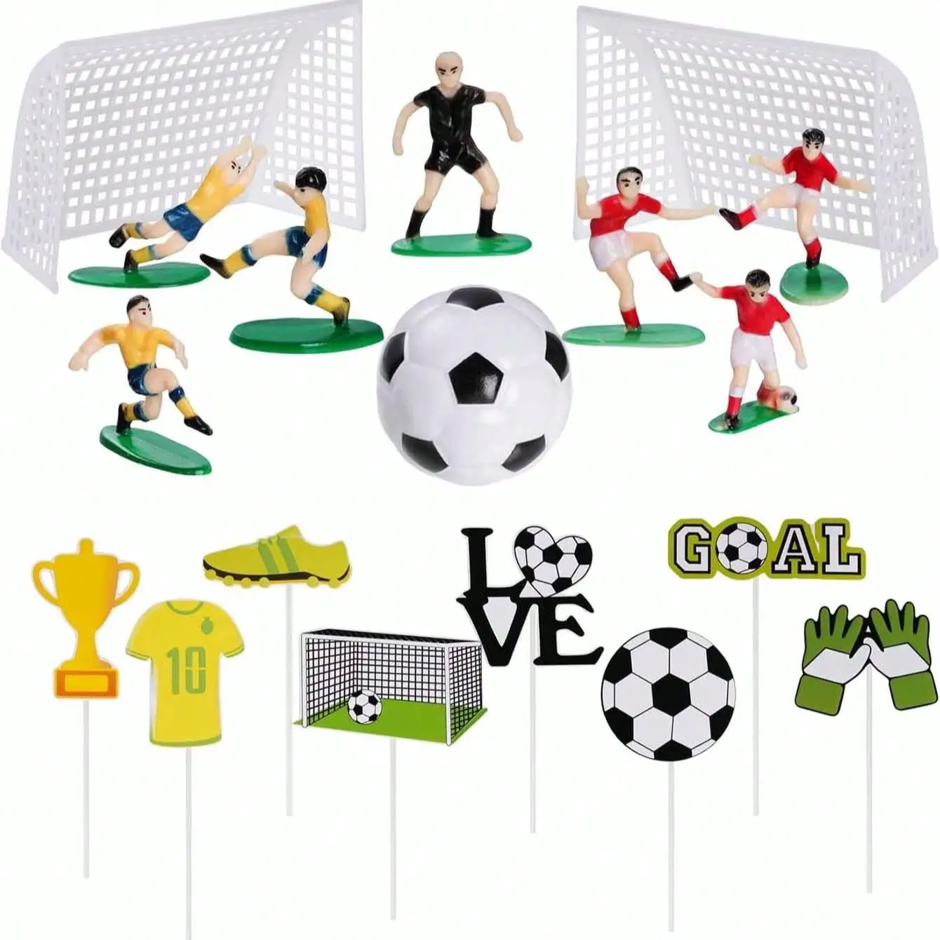 Football Cake Decorations, 18 or 8 Pieces, Football Cupcake Toppers, Soccer Player Characters, Ideal for Birthday Parties, Sports Events, Cake Decorating, Cake Decoration Supplies