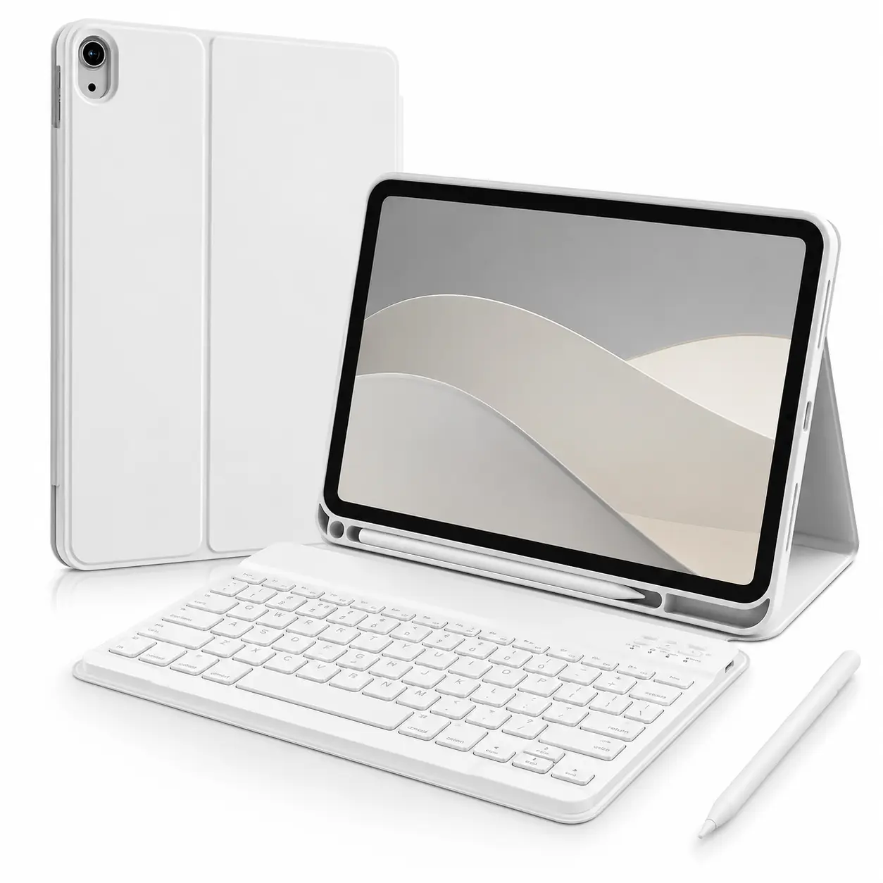 Detachable Bluetooth Keyboard Case for iPad 10th Gen 10.9 Inch 2022 & iPad A16 11 Inch 2025, Magnetic Stand Folio Cover with Pencil Holder, Rechargeable Wireless Keyboard, Protective Tablet Case for Work Study Travel