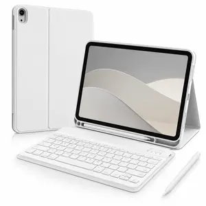 Detachable Bluetooth Keyboard Case for iPad 10th Gen 10.9 Inch 2022 & iPad A16 11 Inch 2025, Magnetic Stand Folio Cover with Pencil Holder, Rechargeable Wireless Keyboard, Protective Tablet Case for Work Study Travel