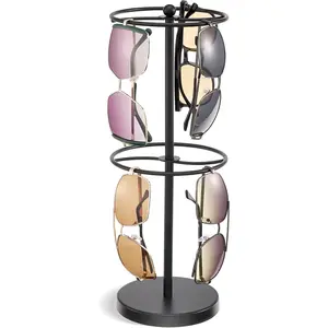 Sunglasses Organizer Glasses Display Stand, Eyewear Storage Holder Double-layer Rack for Dresser Countertop Up to 18 Paris of Eyeglasses -Black