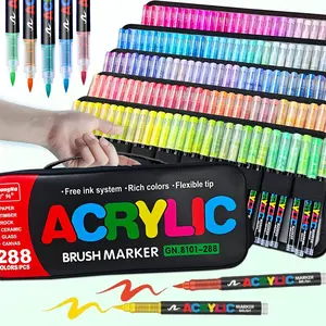 Guangna 8101 Liquid Acrylic Markers, 12-360 Colors Soft Tip No Press Required, Student Drawing Graffiti Pens, Acrylic Paint Pens, Stackable Colors