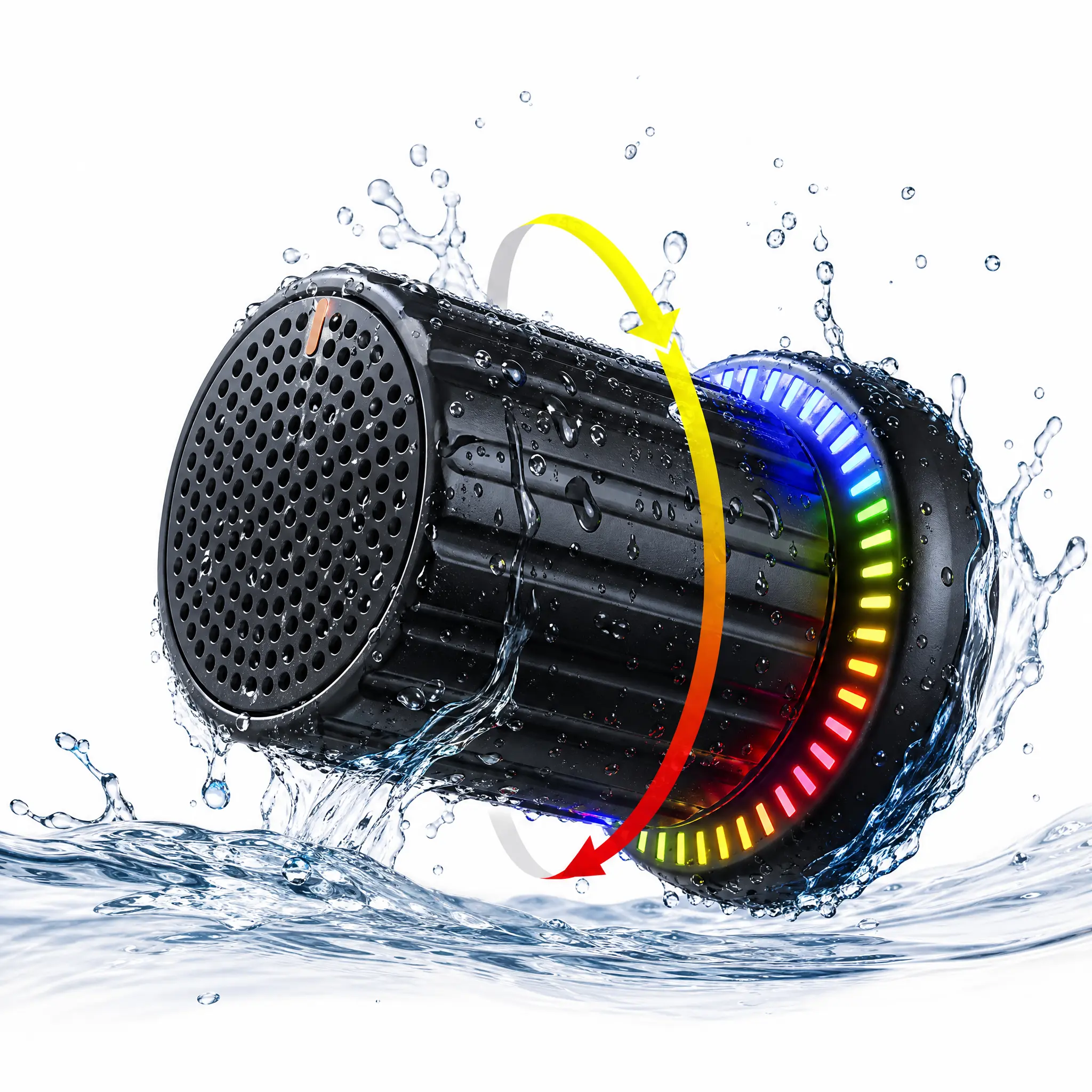 Ausbilew Magnetic Wireless Bluetooth Speaker - TWS Interconnection, Rotatable Design, IPX5 Waterproof, LED Light, USB Type-C, Stereo Sound, Rechargeable Portable Built-in Speaker for Hiking/Light Outdoor, Shower Use, Waterproof Speaker