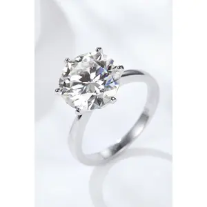 Platinum-Plated 5 Carat  Moissanite Solitaire Ring