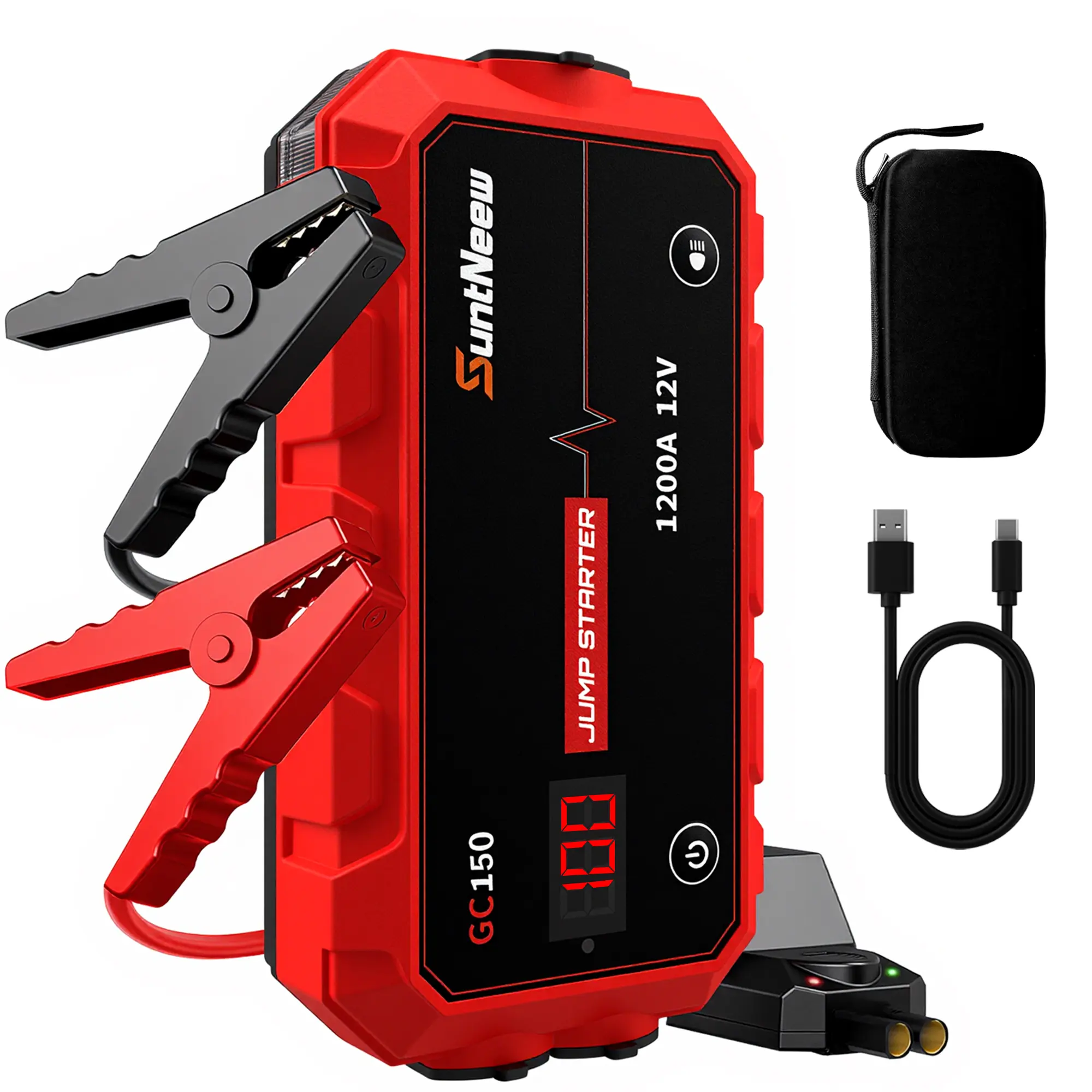12000mAh-20000mAh Car Jump Starter Auto Accessories, Portable 12V Emergency Battery Booster, QC/PD Fast Charging Power Bank with Flashlight for Cold Winter Starts