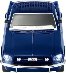 QFX Bluetooth 1965 Retro Car Replica Speaker, 3-inch Speakers, Hands Free Link, Built-in Microphone, FM Radio and LED Party Lights, Blue - BT-1965-BLU
