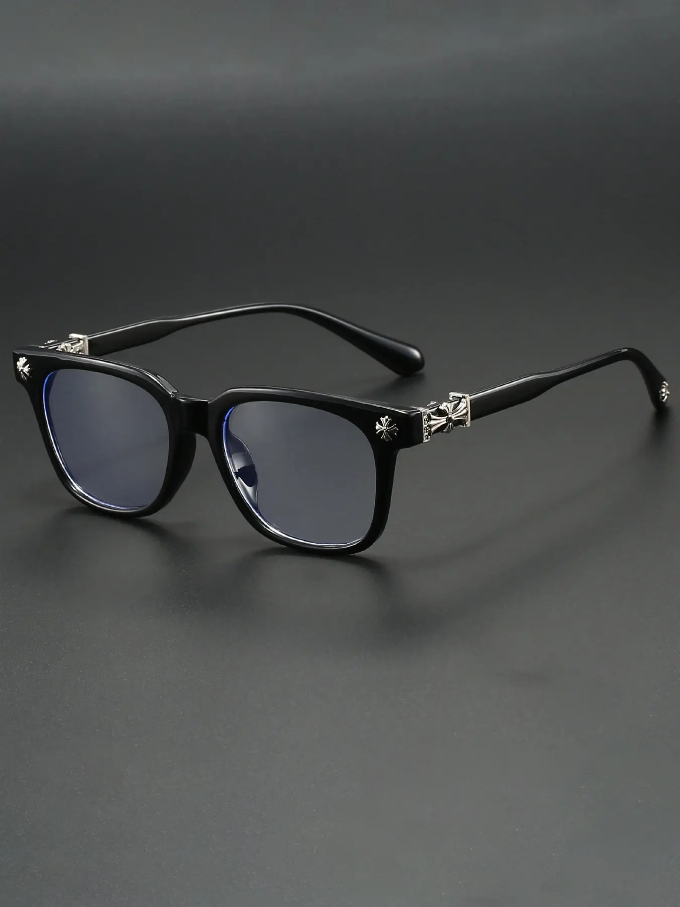Fashion Metal Square Frame Flat Lens Outdoor Versatile Anti-Blue Light Trendy Casual Glasses, Square Frame Eyewear, Square Frames Eyeglasses, Casual Style, All Seasons, Plain Pattern