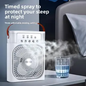 Cordless Multifunction Portable Cooling Mist Fan - 3-in-1 Personal Air Cooler for Bedroom, Camping, Rechargeable Battery & USB Powered Household Appliance, Multifunction Fan