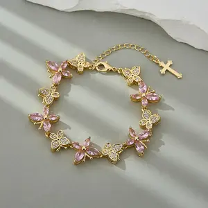 1pc Lucky Cubic Zirconia Butterfly Design Women's Fashion Bracelet, Surprise Gift For Valentine's Day, Birthday, Mother, Girlfriend Or Daughter Valentines,Mom,Mother,Mother's Day,Gift