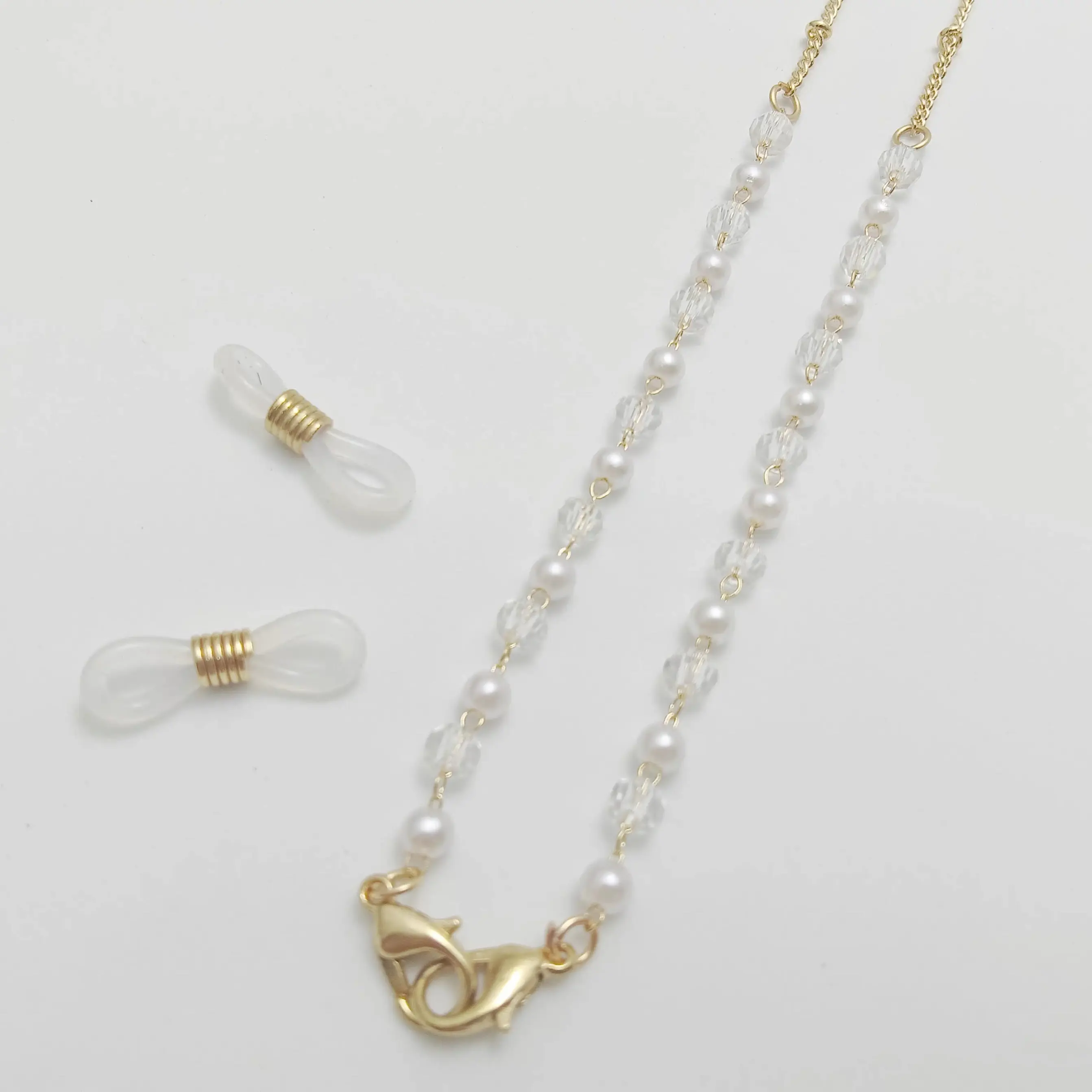 ZENOTTIC Unisex Pearl & Crystal Glasses Chain, Elegant Gold-tone Anti-slip Glasses Holder Strap & Convertible Fashion Necklace, Glasses Holder Straps