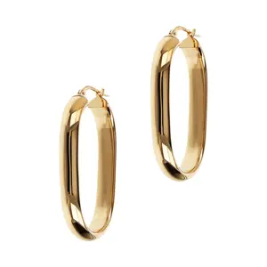 David Markstein Bronze 1-1/2" Oval Hoop Earrings, 14K Plated