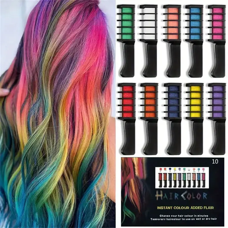 Disposable Portable 10-Color Hair Dye Combs, 10 shades, easy to operate