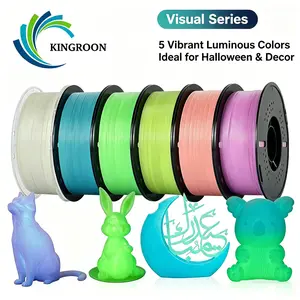 Visual Series KINGROON Glow-in-the-Dark PLA Filament 5 kg Bundle, 1.75 mm luminous multicolor set, 3D
