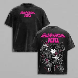 Shigeo Kageyama Mob Psychic Power Tee, Mob Psycho 100 Anime Inspired T-Shirt, Vintage Washed Oversized Heavyweight Cotton Unisex Streetwear Graphic