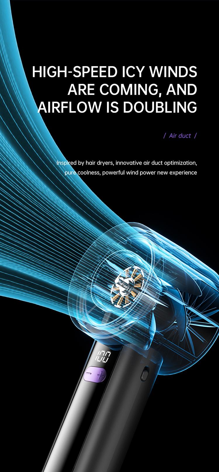 Portable Handheld Mini Fan with Digital Display-100 Levels High Speed Cooling Long Battery Life Rechargeable Powerful Turbo Fan, Pedestal or Desktop for Home Office outdoor