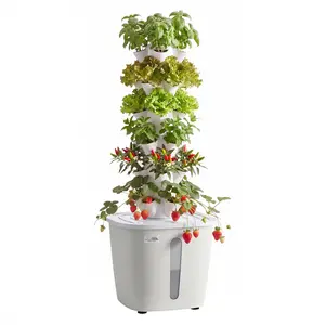 Hydroponic Tower Garden System With 30 Pods On 6 Tiers, Complete Indoor Vertical Growing Kit With App Control, 20L Water Tank And Pump, Germination Starter Tray For Herbs, Fruits, Vegetables