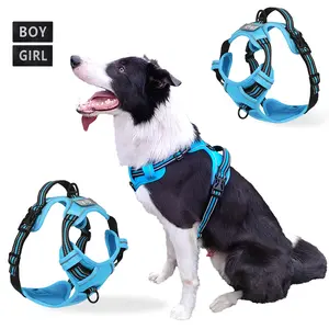 No Pull Dog Harness Front Clip Heavy Duty Reflective Easy Control Handle for Large Dog Walking