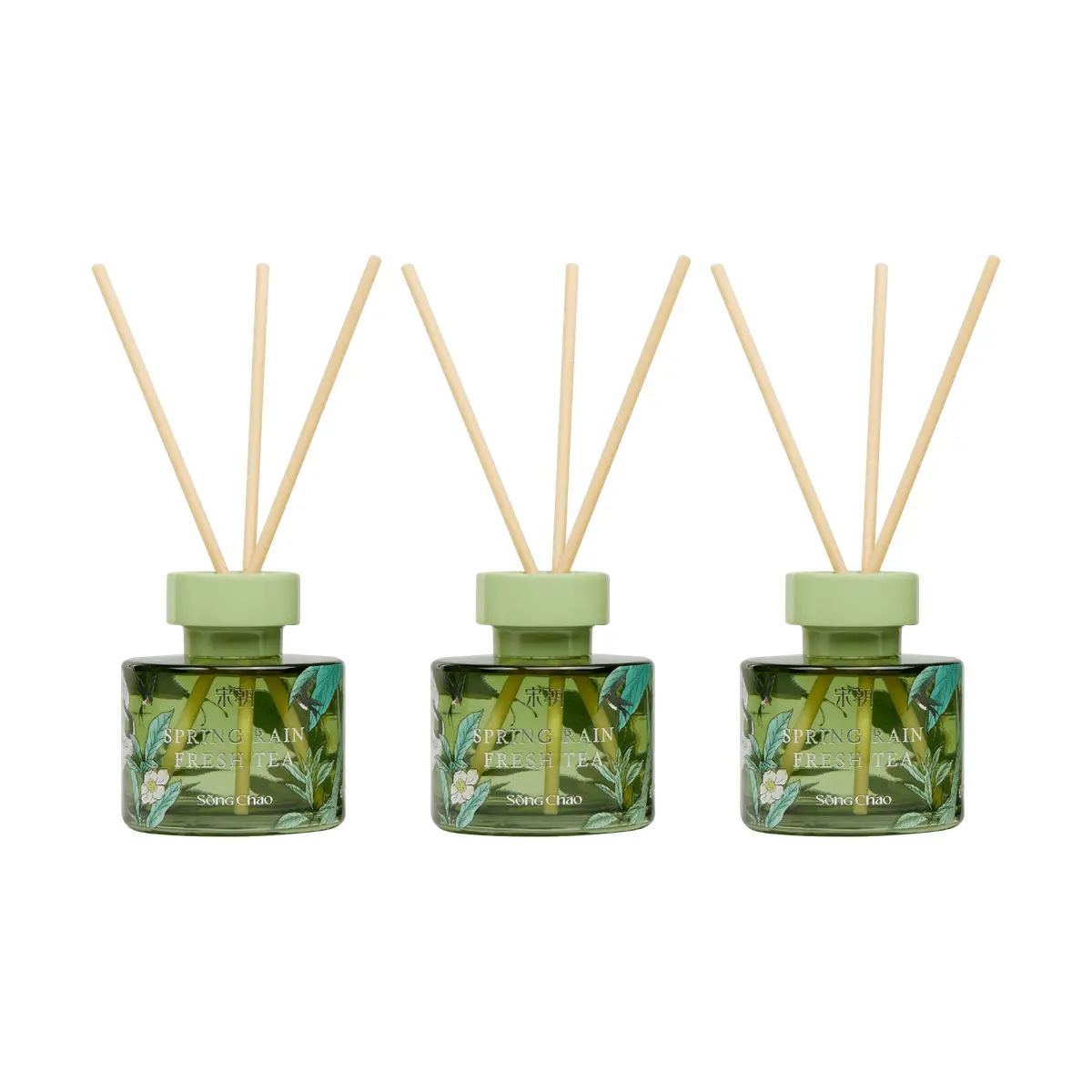 SONG CHAO 3-Pack "Realm of Blossoms" Reed Diffuser Set - Spring Rain Green Tea Scent - Long-Lasting Home Fragrance SONG CHAO 3-Pack "Realm of Blossoms" Reed Diffuser Set - Spring Rain Green Tea Scent - Long-Lasting Home Fragrance