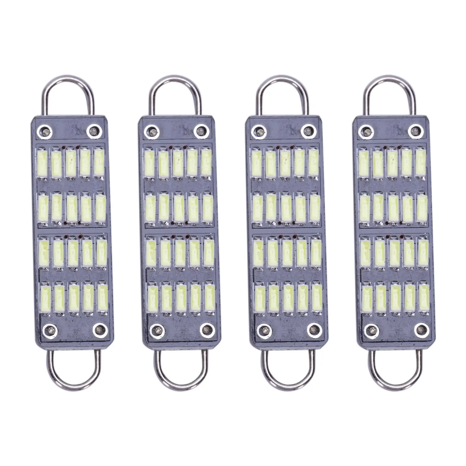 4pcs 12V DC Festoon LED Light Bulbs - 44mm(1.73in) 20 SMD Rigid Loop, 750 Lumens Super Bright White, 50000H Long-Lasting Energy Efficient Heat Resistant Aluminum Body, Socket Plug-In, Fiberboard Compatible, Fits 561 562 564 567 Interior Dome Map Lights