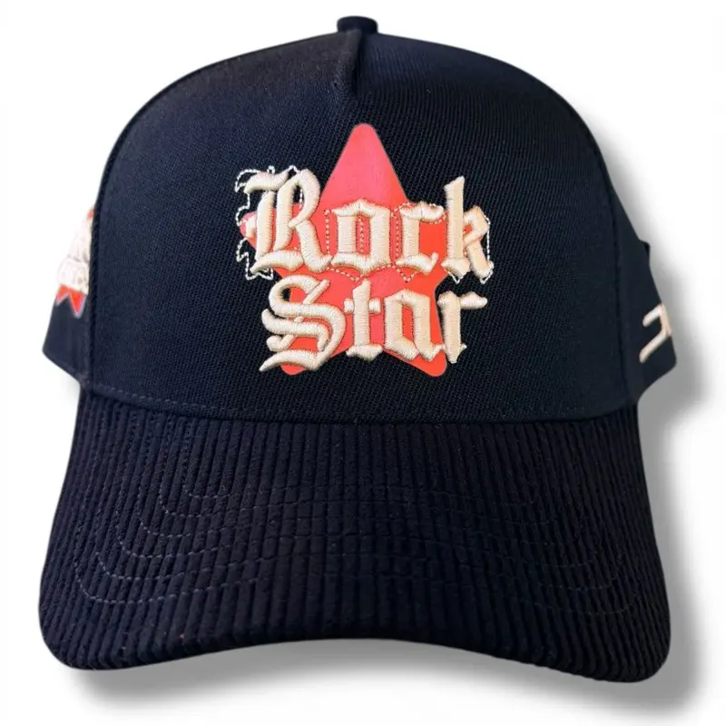 Jc Hats Rockstar SnapBack Cap - Black with Embroidered Logo and Adjustable Back