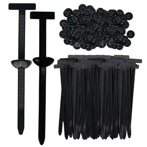 100/50Pcs Nylon Universal Cable tie Buckle for Car Repairs, Universal Cable Tie Buckles, Automotive Trim Clips - Heavy Duty Black Plastic Rivets, Bumper & Fender Retainer Clips for Auto Body Parts Automotive Accessories