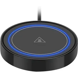 Electric Beverage Warmer for Office or Home Desk, Smart Cup Coaster with Thermostat for Hot Coffee, Espresso, Milk, and Candle Wax - Gravity Auto On/Off, 135F. Tableware