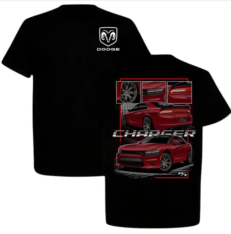 Dodge Charger RT Tshirt, American Muscle Car Tshirt, High Performance Car, Gift For Him, Full Size, Full Color