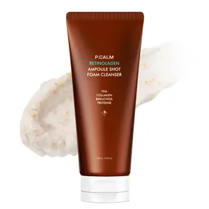 [P.CALM Official] Retinolagen Ampoule Shot Foam Cleanser – Retinol, Vegan Hydrolyzed Collagen & PHA for Pore Cleansing & Gentle Exfoliation, Korean Glass Skin (120ml / 4.05 fl.oz)