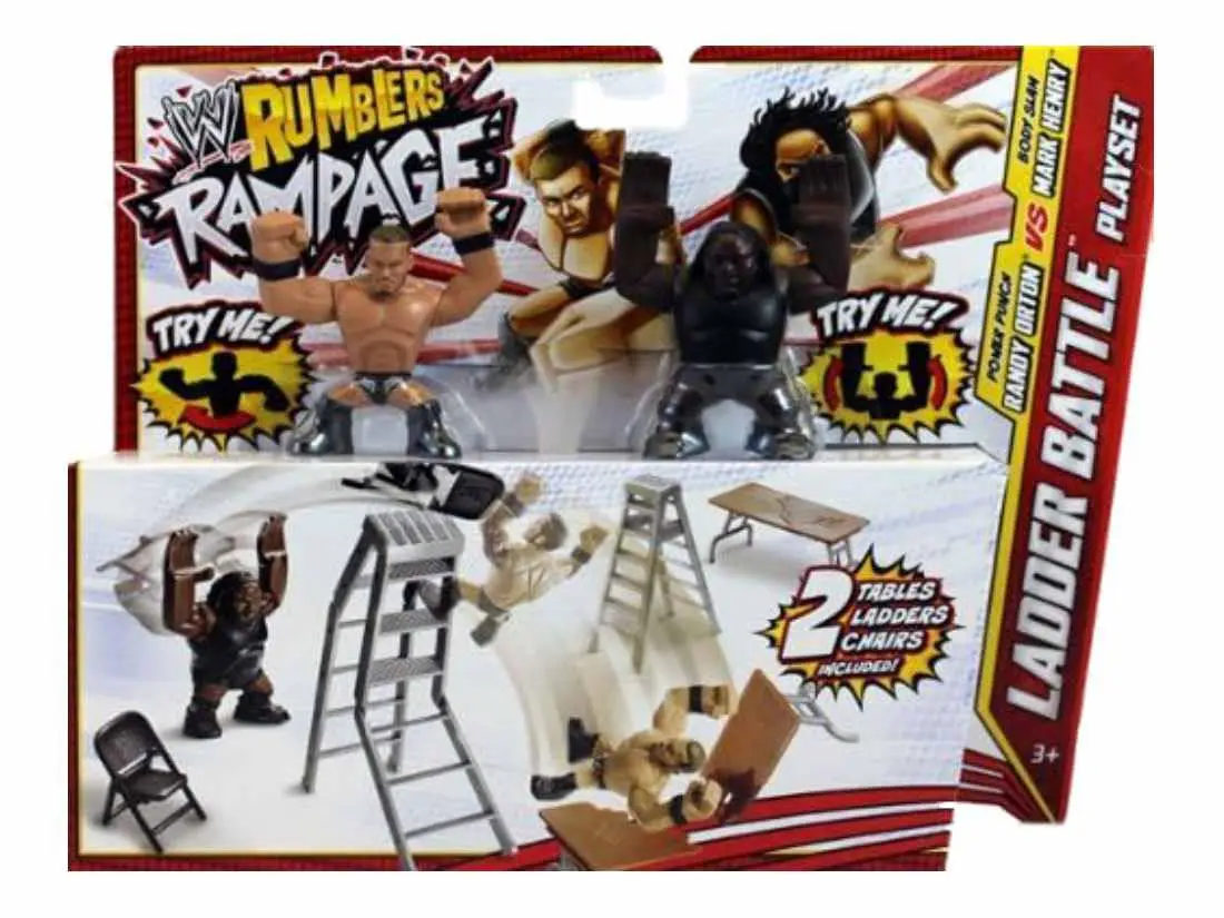 WWE Wrestling Rumblers Rampage Mark Henry and Randy Orton Ladder Battle Playset