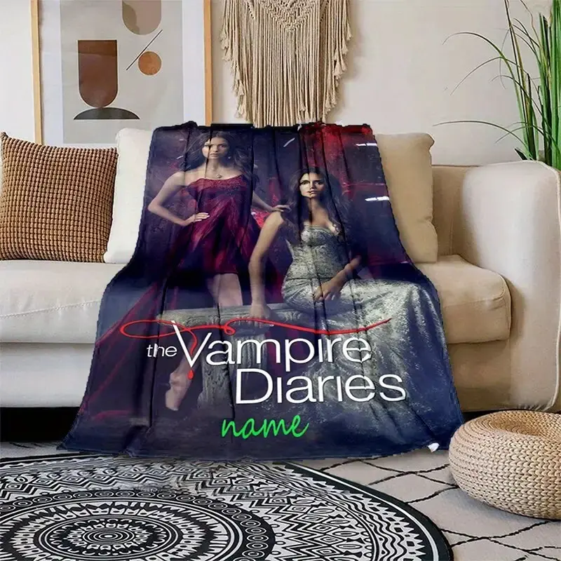 The Vampire Diaries Throw Blanket, lightweight and comfortable, perfect for bed or sofa in all seasons, a great holiday gift for fans of the TV series, a tangy nacho print flannel blanket  Intense Printed Flannel Blanket