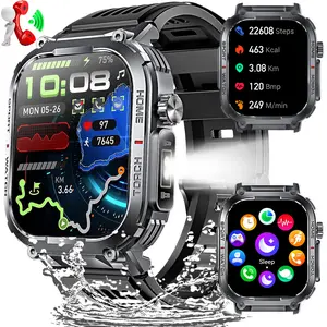 Men's Smart Wristwatch (Answer/Make Calls with Speaker), 2.02" Screen Mobile Device with LED Flashlight, Compass, Music Playback, 3ATM Waterproof, 100+ Sport Modes, Health Monitor, 400mAh Battery, Workout Activity Tracker for iPhone Android - Father Gift,
