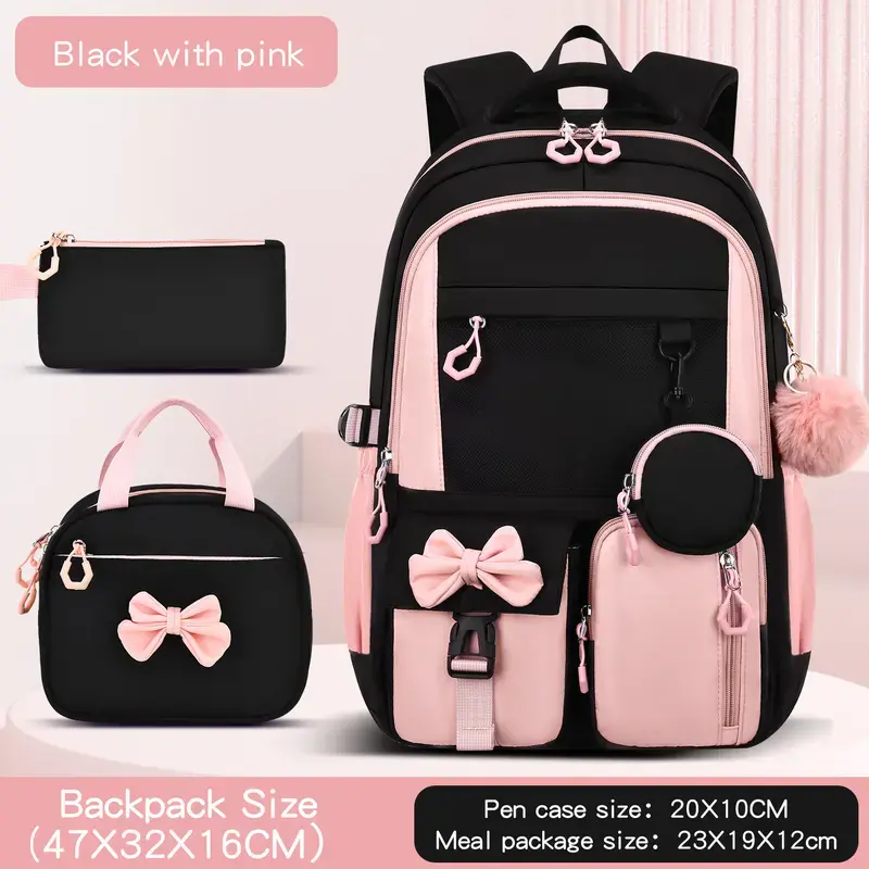 2026 Minimalist 3 Piece School Backpack Set with Large Capacity Lightweight Bookbag Bundle,Fashion Casual Daypack for Elementary & Middle School Students,Durable Water Resistant Campus Bag for Back to School,Travel,Outdoor Daily Commute & Study Essentials