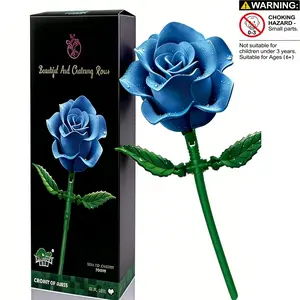 Preserved Blue Roses Flower Gifts for Women, Real Roses Single Rose Gifts for Her, Valentines Flowers, Rose Bouquet Building Blocks Valentine's Day Gift Assembly Decoration Creative Toy for Boys Girls, Decorative, Rose Flower Design
