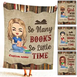 Customized Reading Blanket and Throw Book Lovers, Daughter Gifts, Cozy Throw for All Season (Book Design 01)