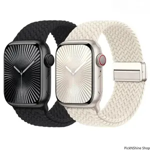 Woven Elastic Magnetic Apple Watch Band, Soft Nylon Single Loop Compatible With Series And Ultra, Fits 38–49mm, Stretch Breathable Lightweight Secure For Daily Casual Sports Use