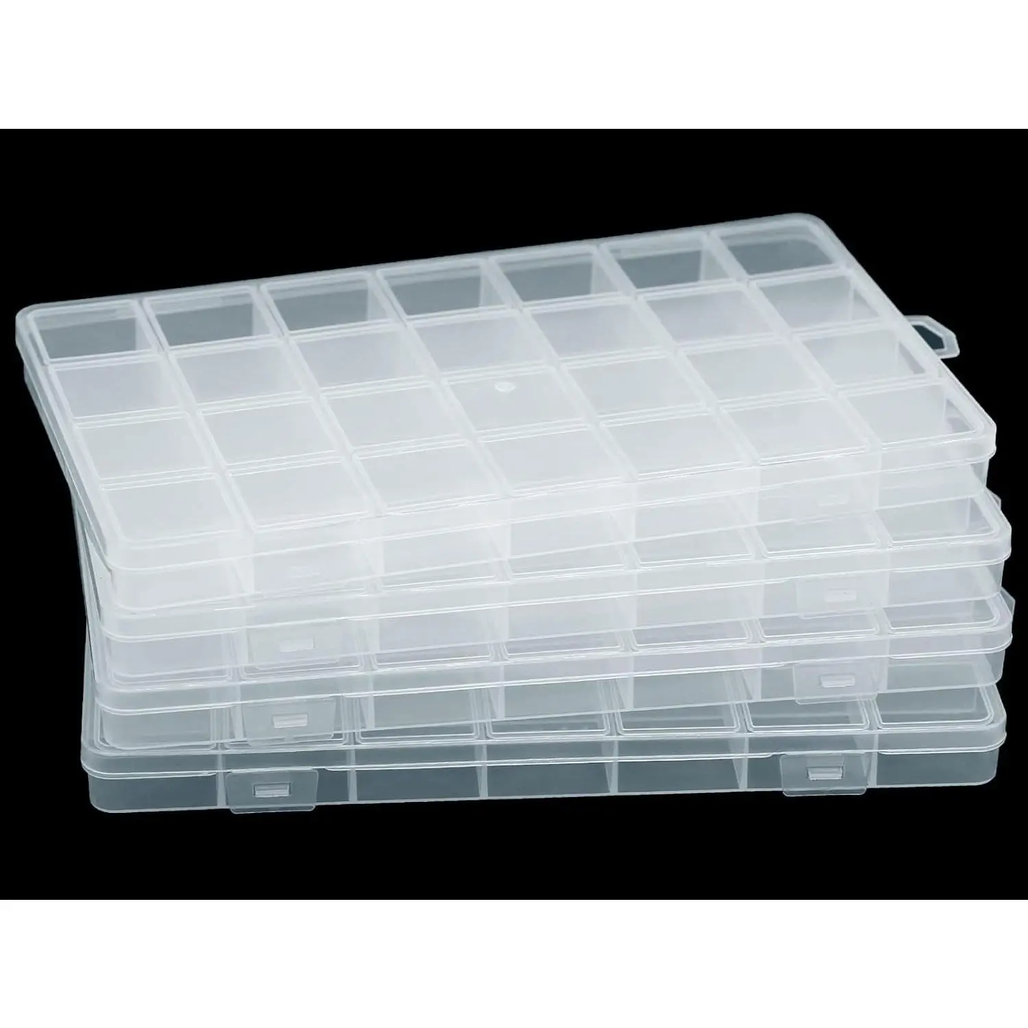 4 Pcs 28 Grids Bead Organizer Set,Plastic Organizer Box with Fixed Dividers-Jewelry,Accessories,and Small Parts Container Clear Box for Jewelry Beads,Sewing,Drawing,Christmas Party Fathersdaygift,Hand Tools Kits