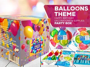 Balloons Theme Happy Birthday Decorations & Supplies -Party Box Helper