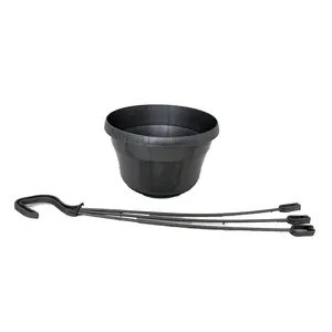 Silver Color 6" Plastic Hanging Basket with Attached Saucer