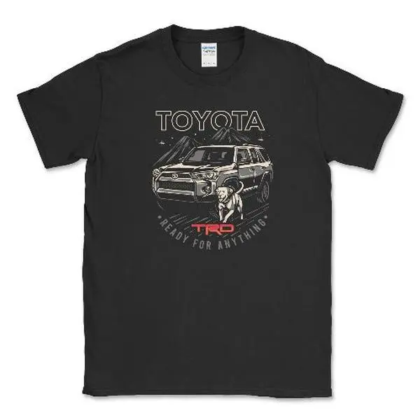 Toyota Men's Big and Tall Short-Sleeve Graphic T-Shirt, 4Runner TRD Dog Lover Design, Round Neck Crewneck, Soft Breathable Cotton Casual Classic Menswear Top