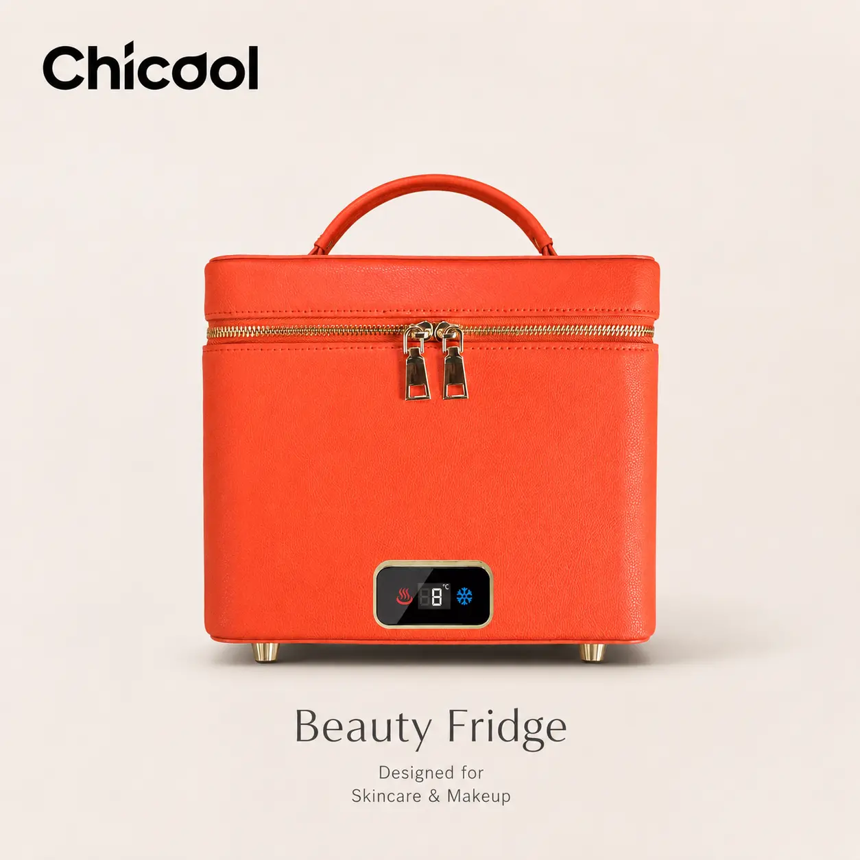 Mini Fridge for Bedroom - Car, Office Desk & Dorm Room - Portable 5L/6 Can Electric Plug In Cooler & Warmer for Food, Drinks, Skincare Beauty & Makeup - 12v AC/DC & Exclusive USB Option, orange