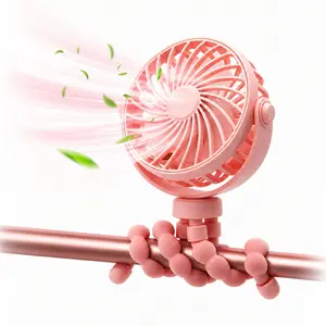Mini Portable Stroller Fan, Battery-Powered Clip Fan, Portable Multifunctional Fan, Detachable with 3 Speed Levels & 360° Rotation, Built in LED Night Light, USB Rechargeable Cooling Fan, Suitable for Outdoor Travel, Car Seats and Bedrooms