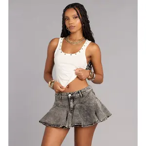Off Duty Flirt Pleated Denim Skort