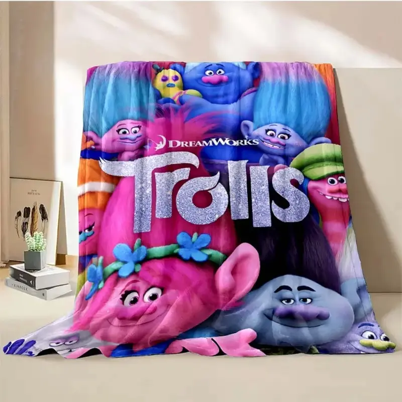 Trolls Band Together Ultra-Soft Fluffy Lightweight Flannel Blanket, King Size Cozy Warm Throw Cover for Bedroom Couch, Perfect Birthday Christmas Gift for Kids Fans (Poppy & Branch Style)
