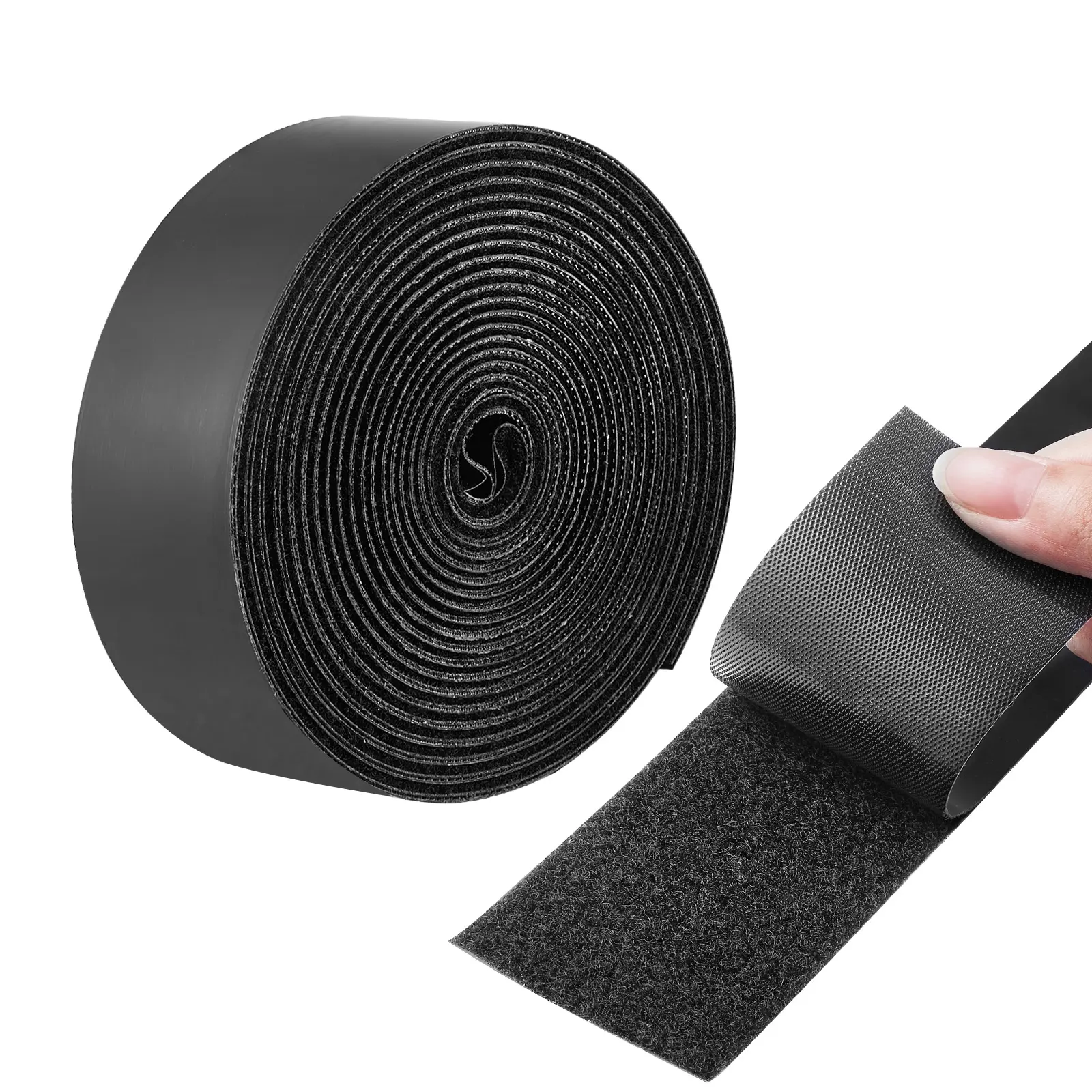 【summerfinds】VEVOR Adhesive Mounting Tape Set: 15ft x 2in Hook Loop Tape, 16.4ft x 0.94in Double-Side Strips, Nylon Wall-Safe Heavy-Duty Sticky Back Fastener Rolls (Black + Red) for Home, Crafting, Self-Adhesive Mounting Tape