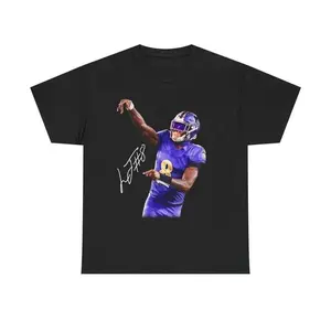 Lamar Jackson Football Tee – Vintage 90s Graphic Shirt, Unisex Cotton Crewneck Streetwear Gift for Sports Fans