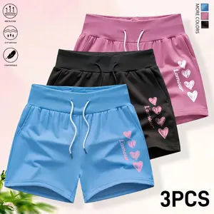 Set of 3 women’s summer shorts: solid color design, stylish colors, pocket design, drawstring waist; can be worn as women’s athletic shorts or casual summer wear; summer shorts.