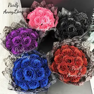 Sparkling Rose Bouquet, No Assembly Required, Valentine's Day Wedding Anniversary Engagement Eternal Artificial Roses, Birthday Gift, Vibrant Faux Flowers