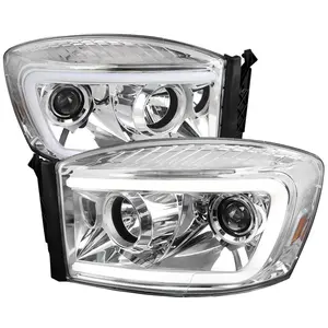 2006-2008 RAM 1500/ 2006-2009 2500 3500 Switchback LED C-Bar Projector Headlights (Chrome Housing/Clear Lens)