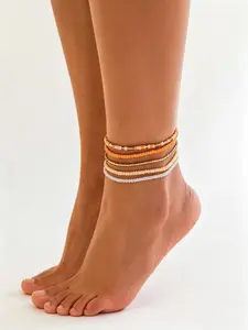 Meadow Color Summer Beach Beaded Anklet, Multi-Layer Stackable Foot Jewelry, Versatile Accessory for Women, Perfect for Casual Wear, Summer Ready, Beaded Detailing