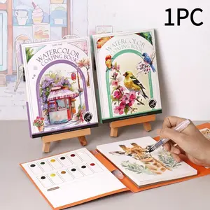 Adult Watercolor Sketchbook Set, 12 Color Cards, 16 Sheets, Includes Pen, Artist Tools, DIY Stress Relief Portable Street Scene Watercolor Book, Paper Material