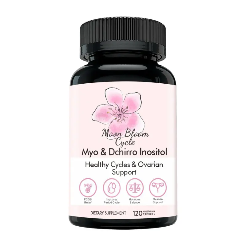 Moon Bloom Cycle 40:1 Myo-Inositol & D-Chiro-Inositol Capsules with CoQ10, Magnesium Glycinate, Vitamin D3, Folate, B6 & B12